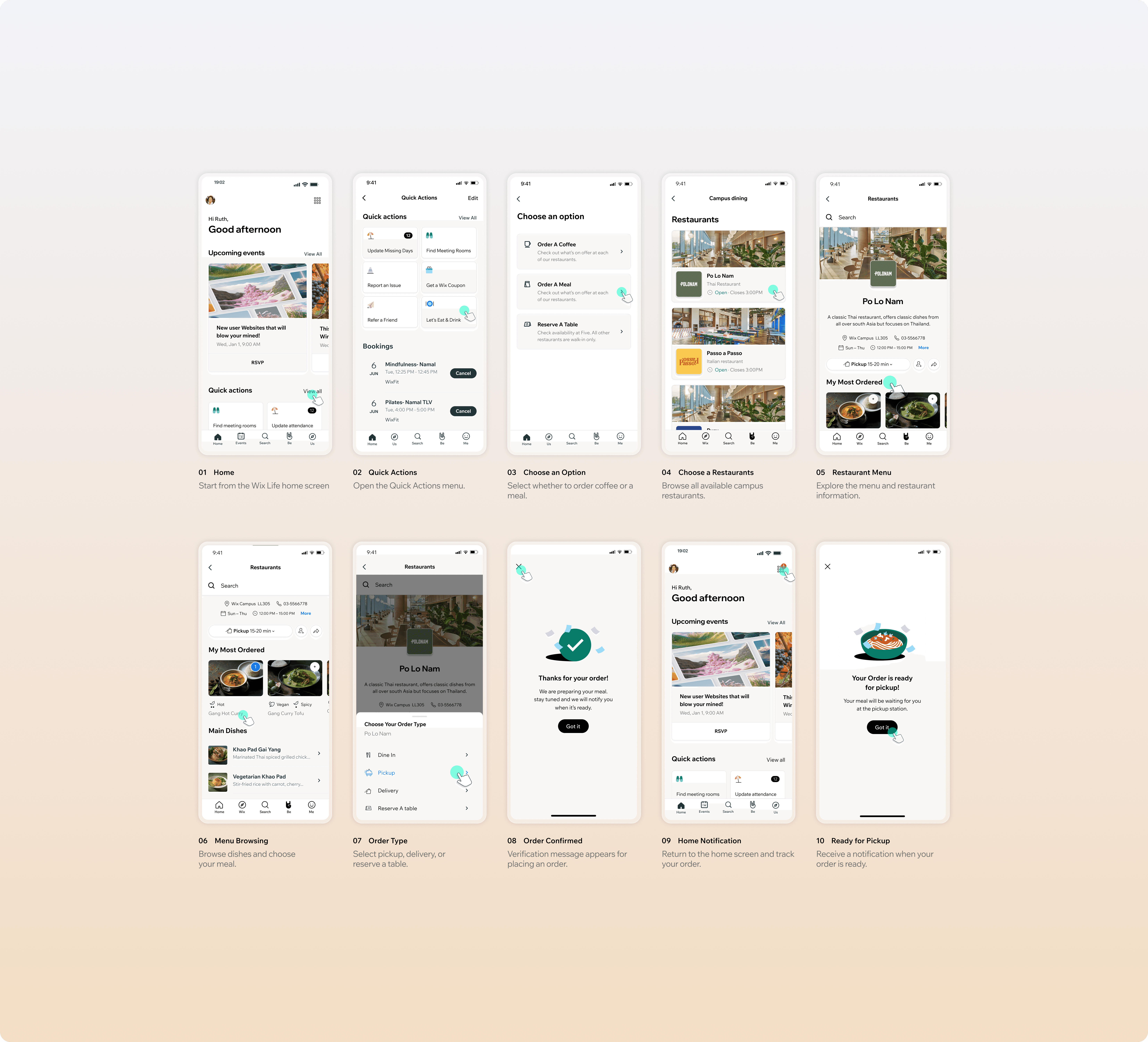 User flow: pre-order a meal